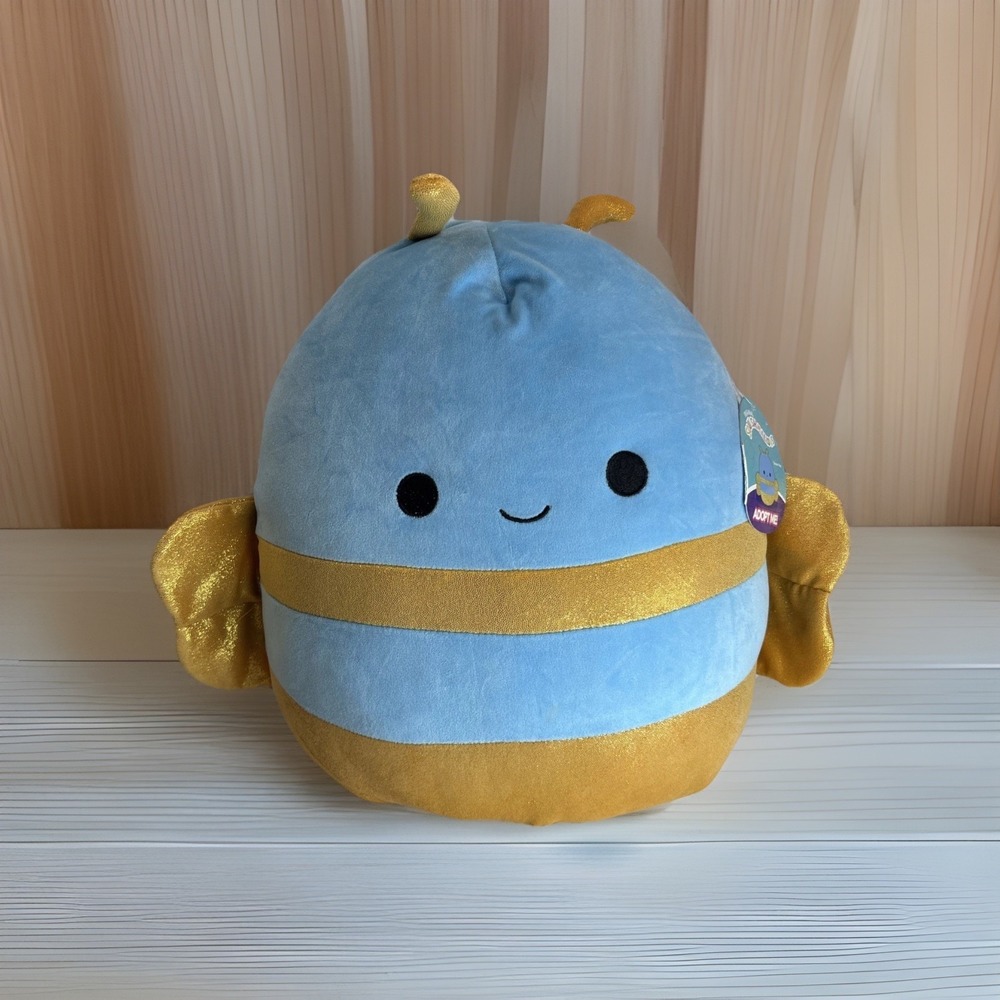 Queen Bee Squishmallow Official Kellytoy Plush w/ Tags 14" Blue Gold Glitter